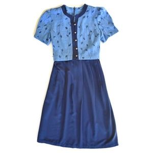 VTG 40s Style 70s Shortsleeve Day Dress M